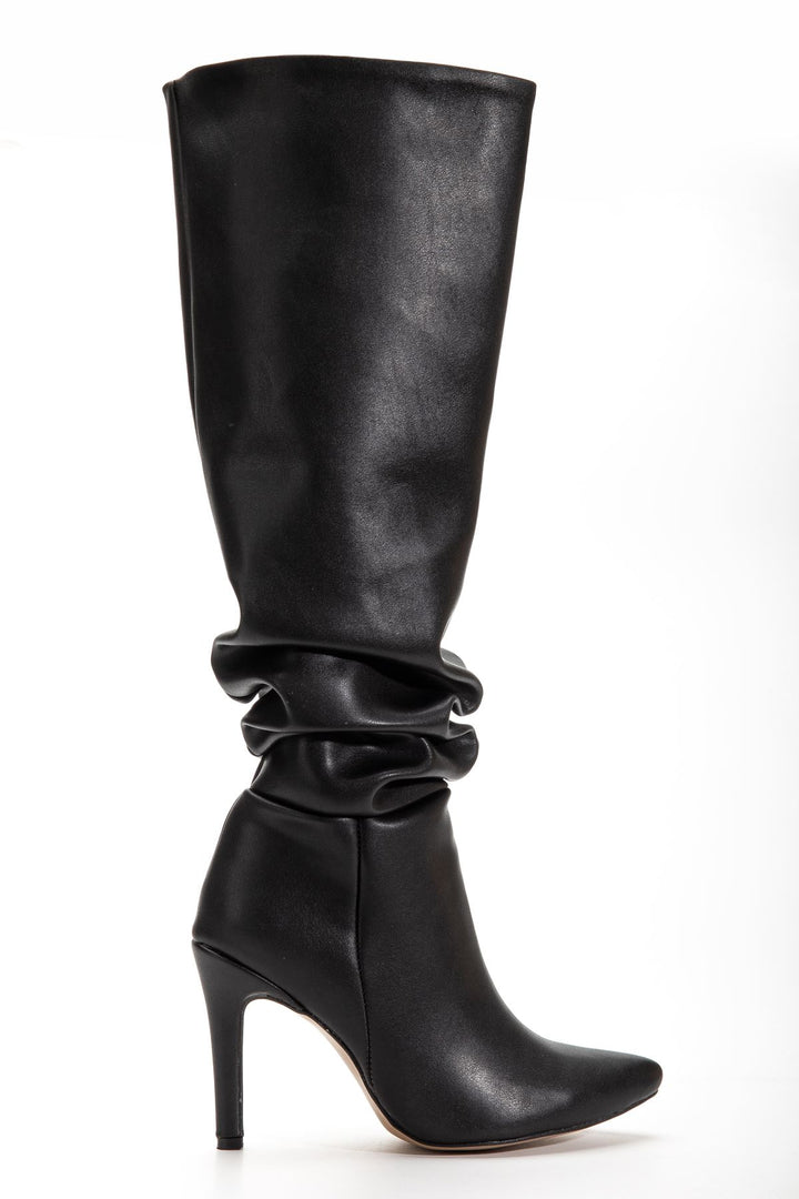 Benan Siyah Körüklü İnce Topuklu Kadın Çizme