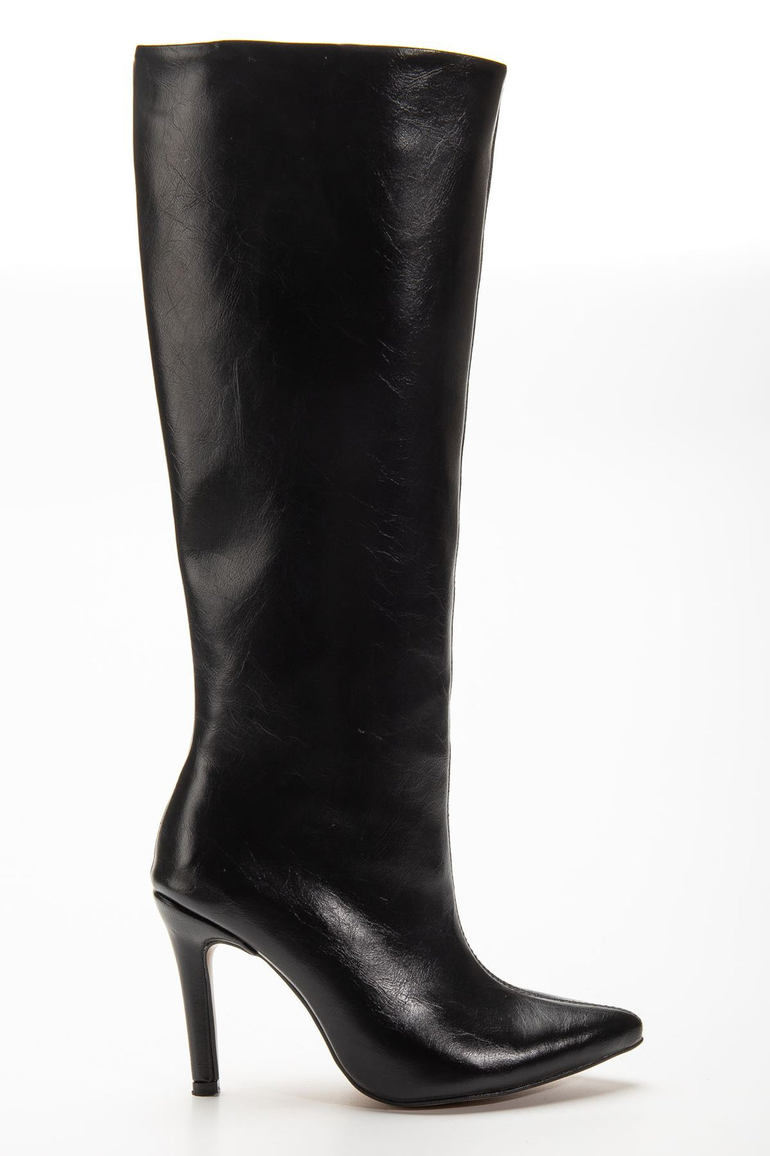 Opvez Siyah Kırışık Rugan Kadın Çizme