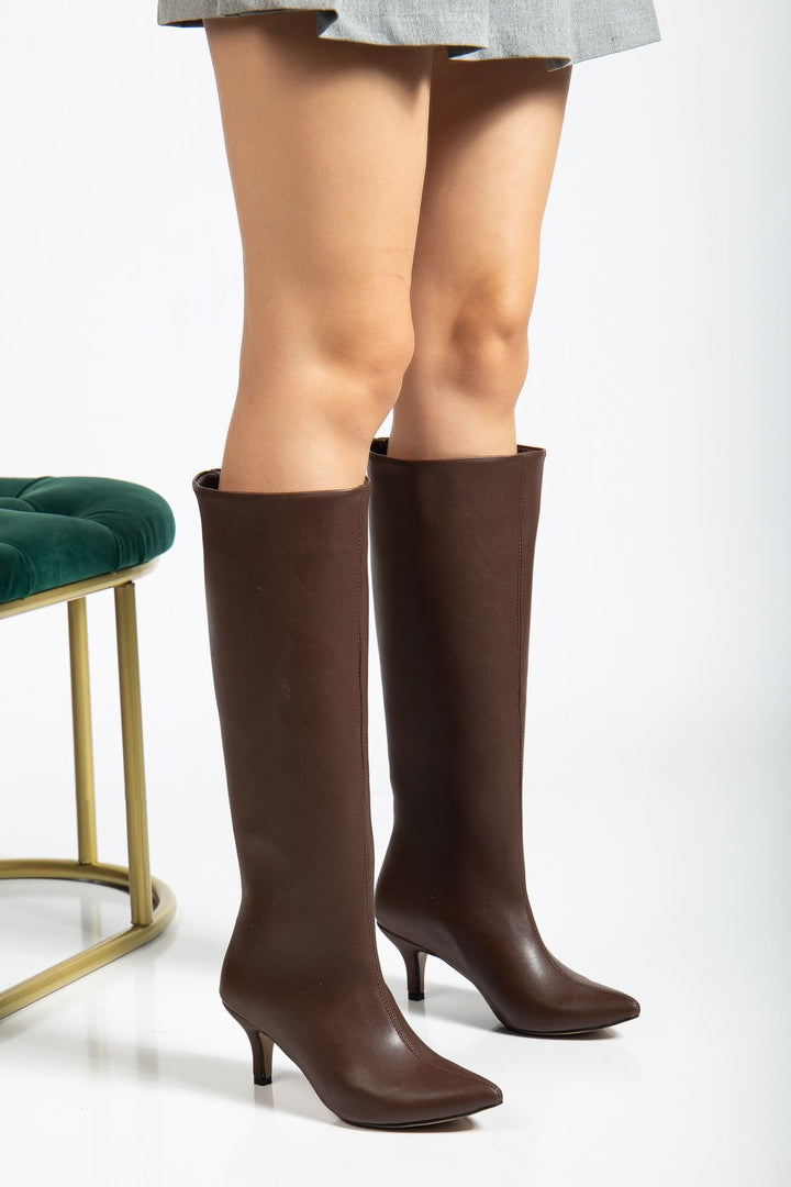 Jutten Açık Kahve Topuklu Kadın Çizme