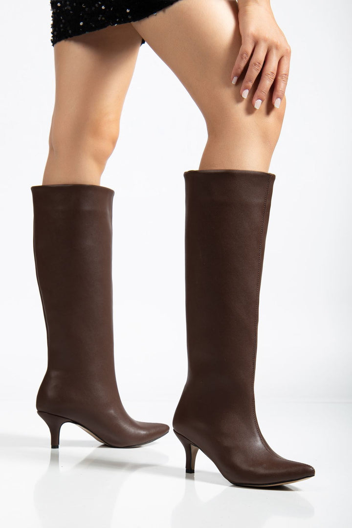 Jutten Açık Kahve Topuklu Kadın Çizme