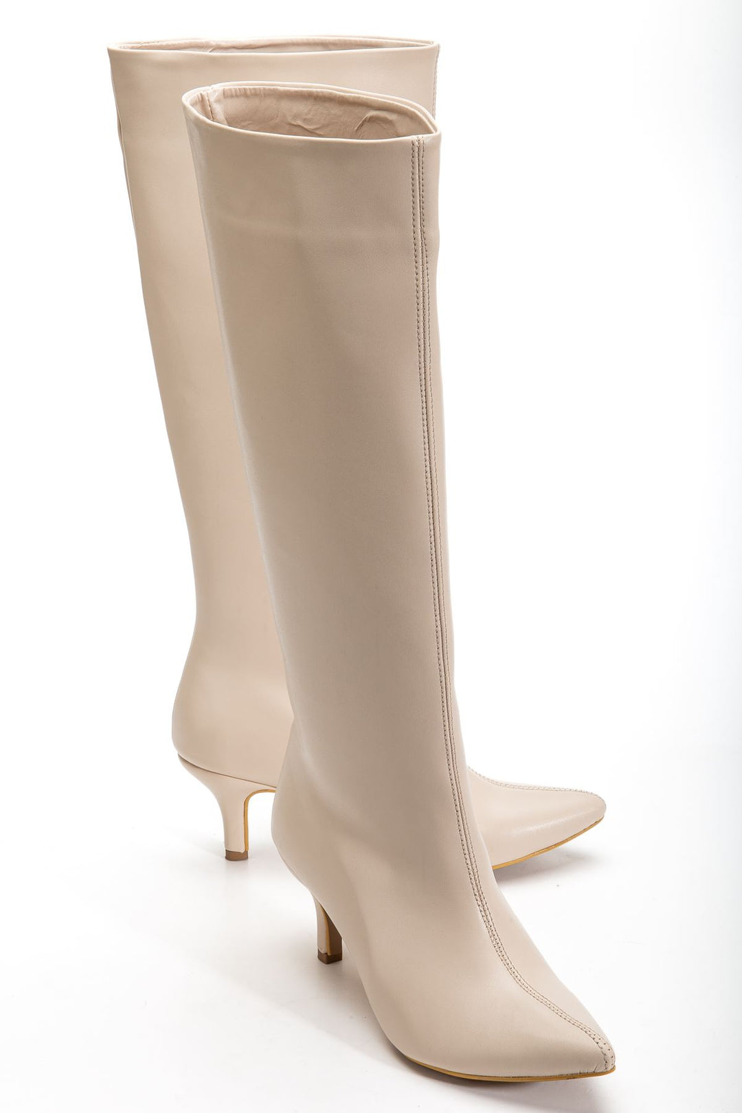 Jutten Bej Topuklu Kadın Çizme