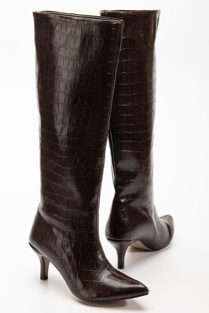 Jutten Kahve Kroko Kadın Çizme