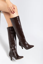 Jutten Kadın Kahve Kroko Topuklu Çizme