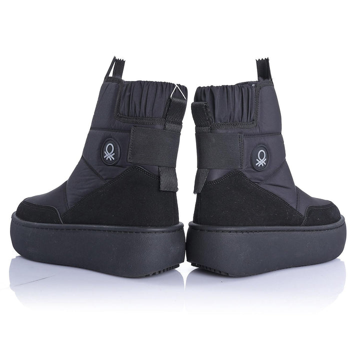 Benetton Tanse Kadın Kalın Taban Paraşüt Kumaş Siyah Kar Botu BN-50068