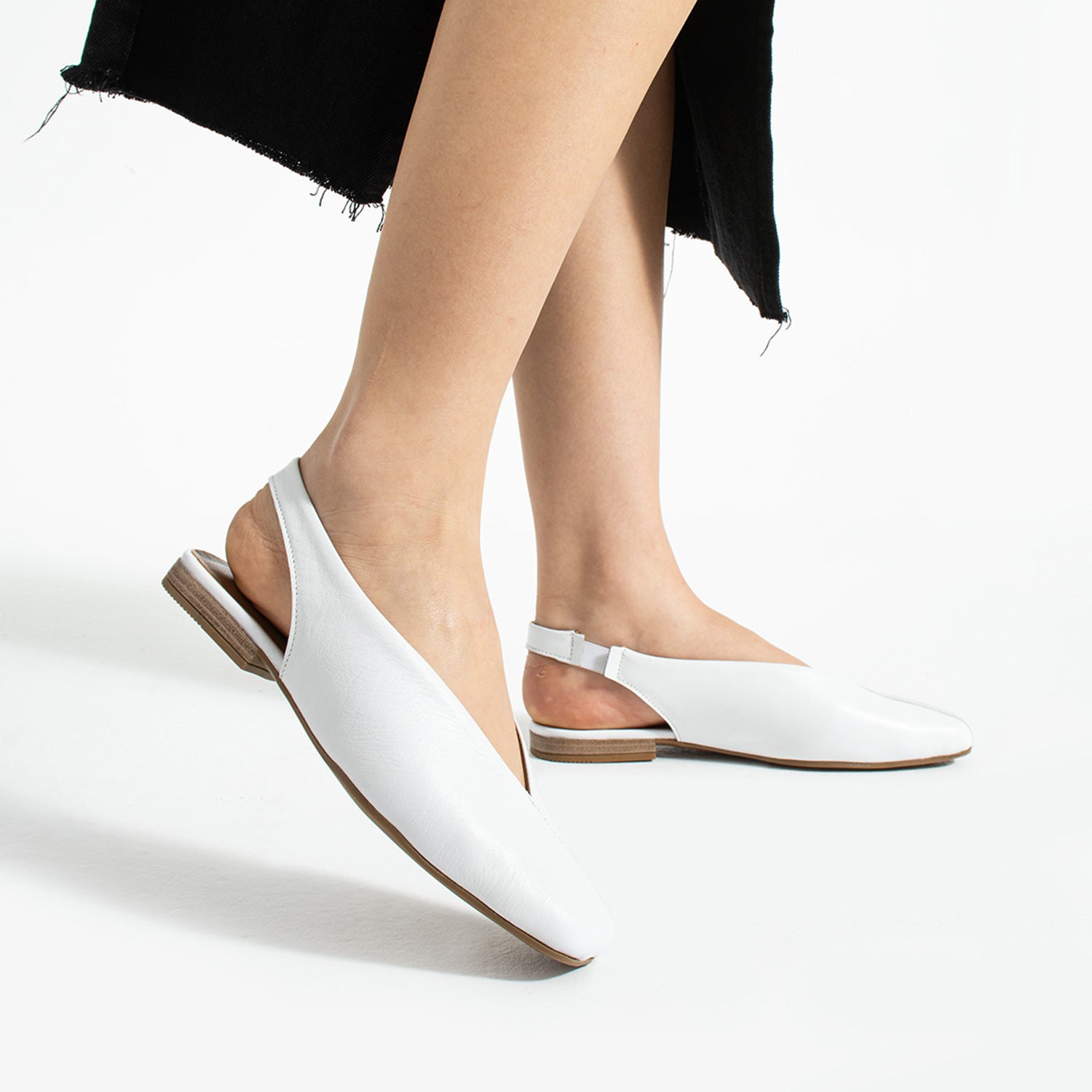 Tayba Kadın Hakiki Deri Arkası Açık Beyaz Babet