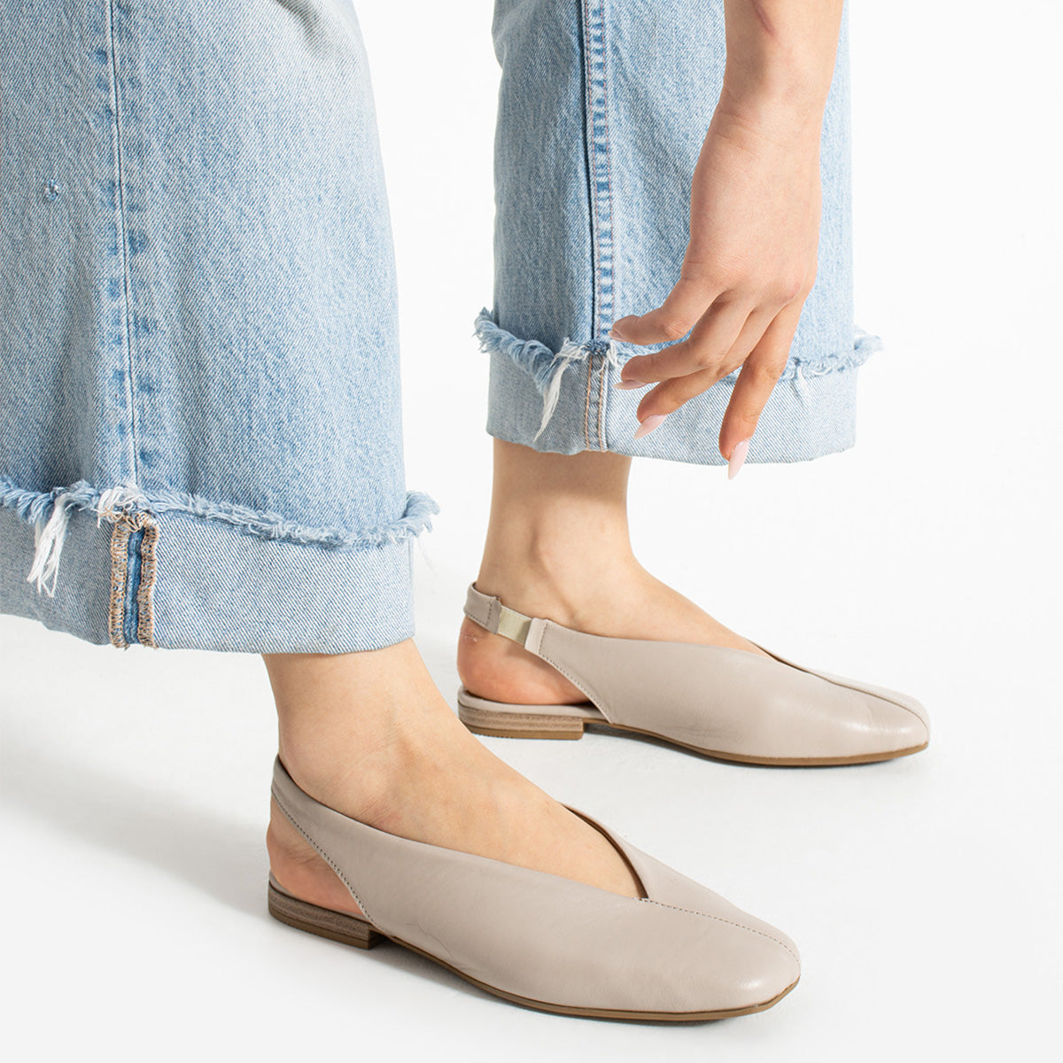 Tayba Kadın Hakiki Deri Arkası Açık Vizon Babet