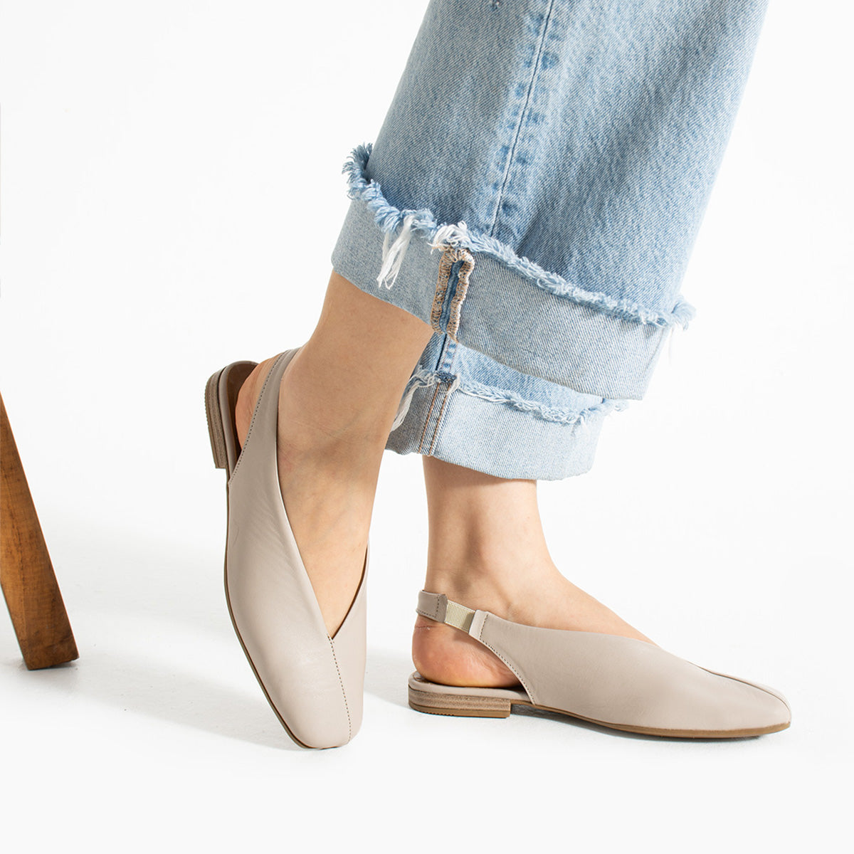 Tayba Kadın Hakiki Deri Arkası Açık Vizon Babet