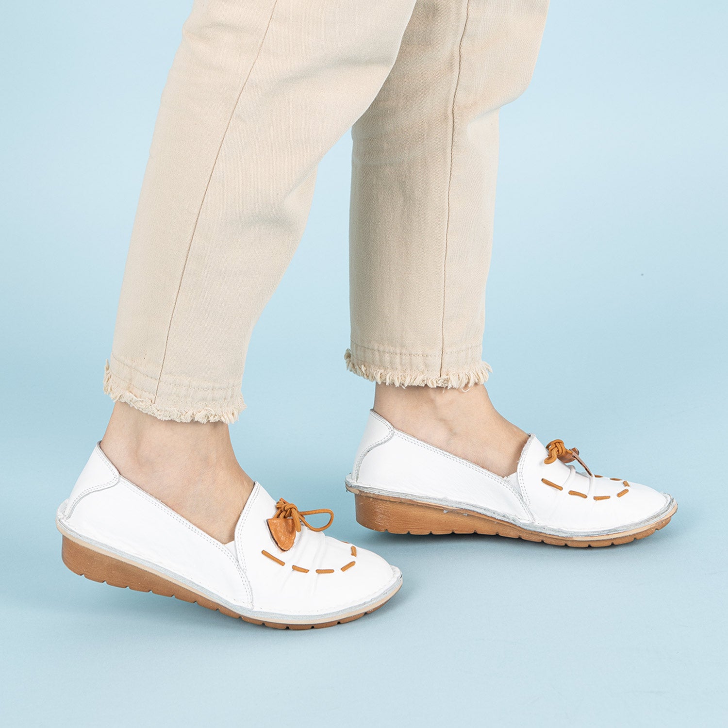 Toledo Kadın Hakiki Deri Beyaz Babet Ayakkabı