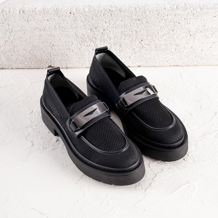 Tono Kadın Siyah Triko Loafer Ayakkabı