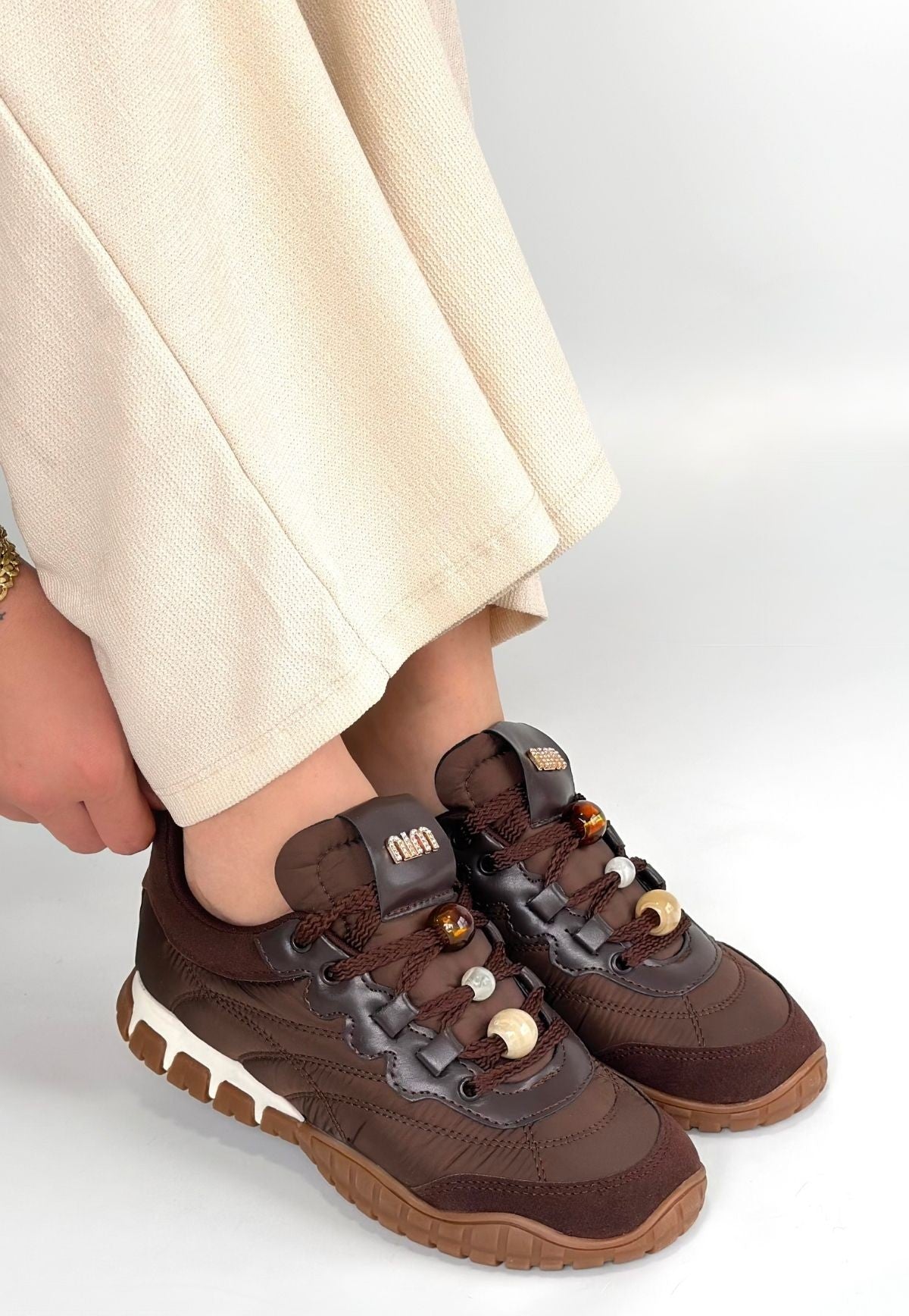 Tues Kadın Kahverengi Nubuk Bağcıklı Spor Ayakkabı