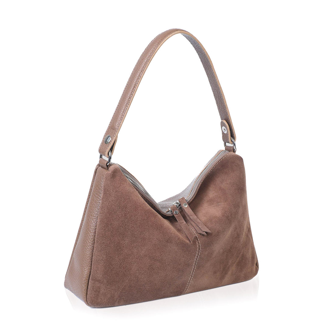 URANOS-M Kadın Hakiki Süet Deri Omuz Çantası