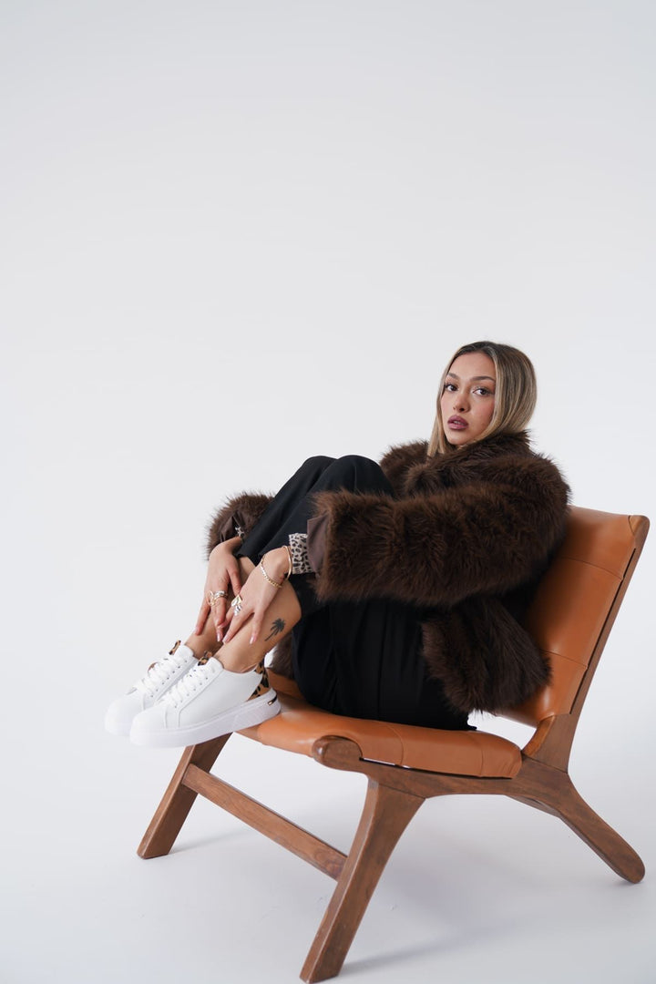 Vega Leopar Detaylı Beyaz Kadın Spor Ayakkabı