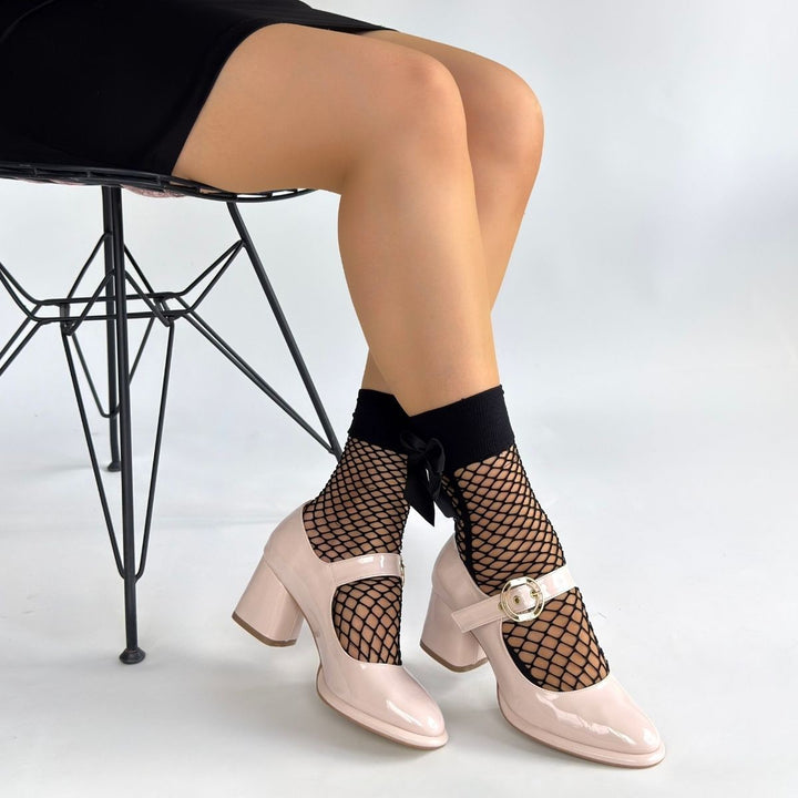 Weys Kadın Bej Rugan Tokalı Topuklu Ayakkabı