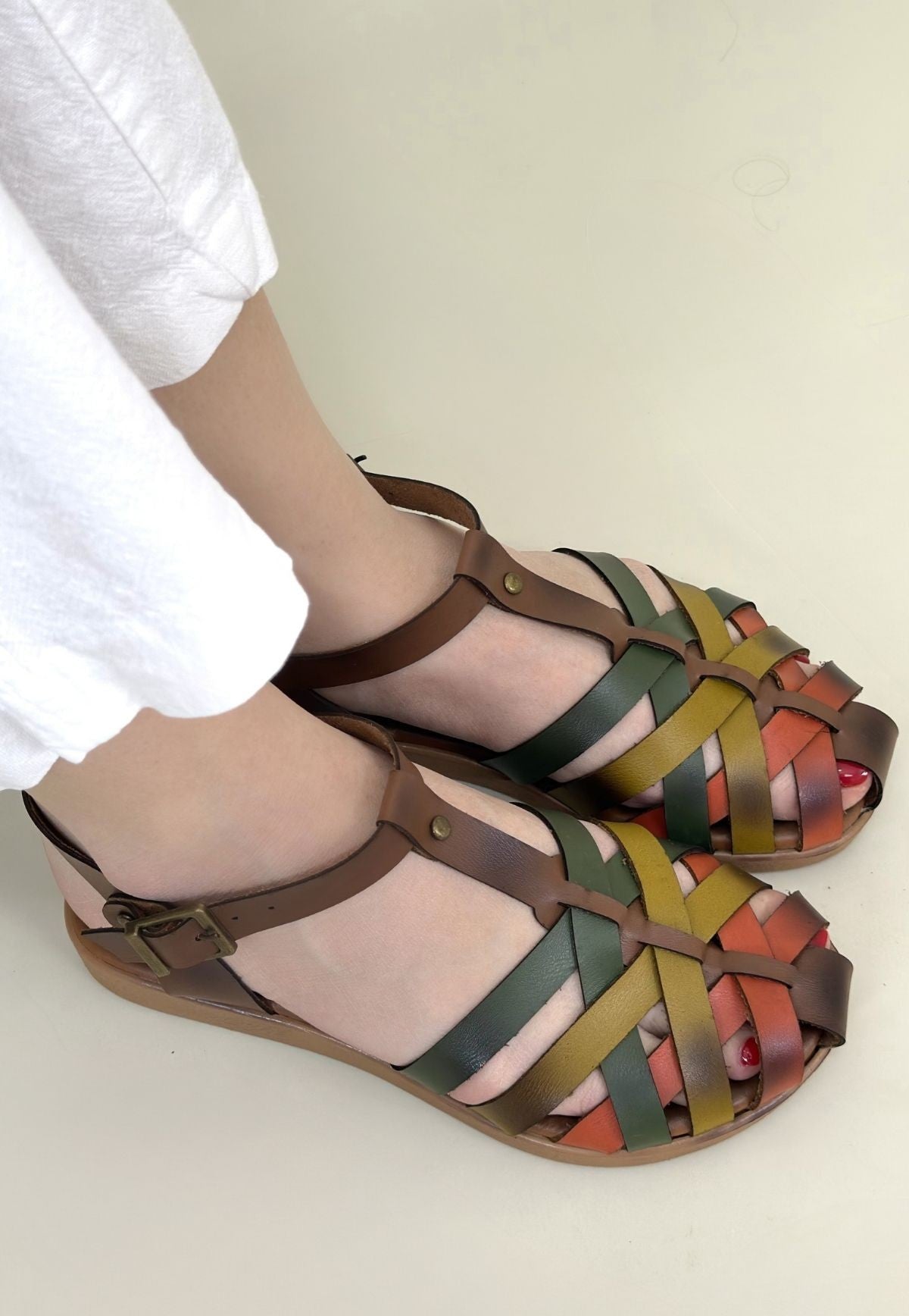 Woji Taba Deri Kemerli Sandalet