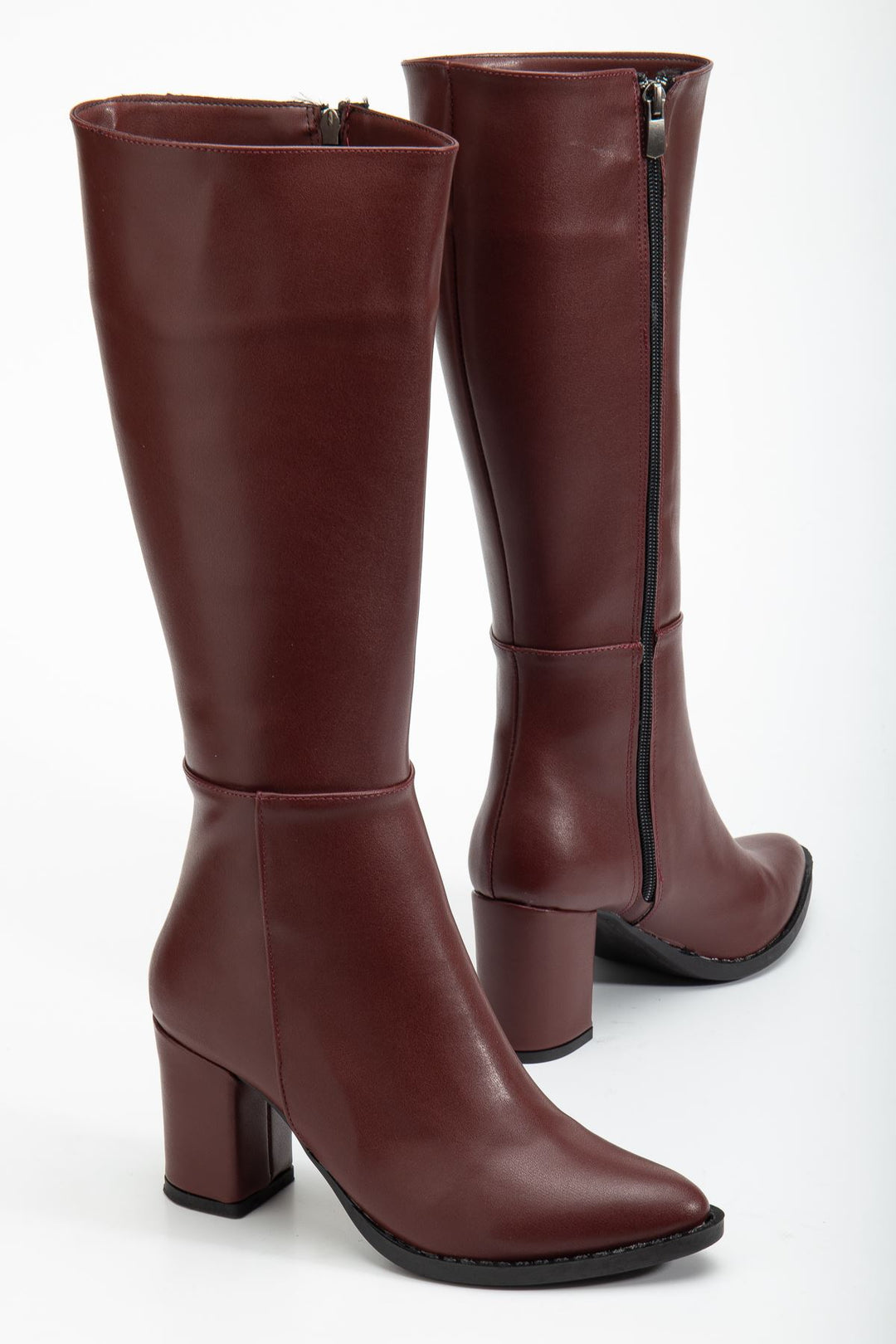 Fulern Bordo Topuklu Kadın Çizme