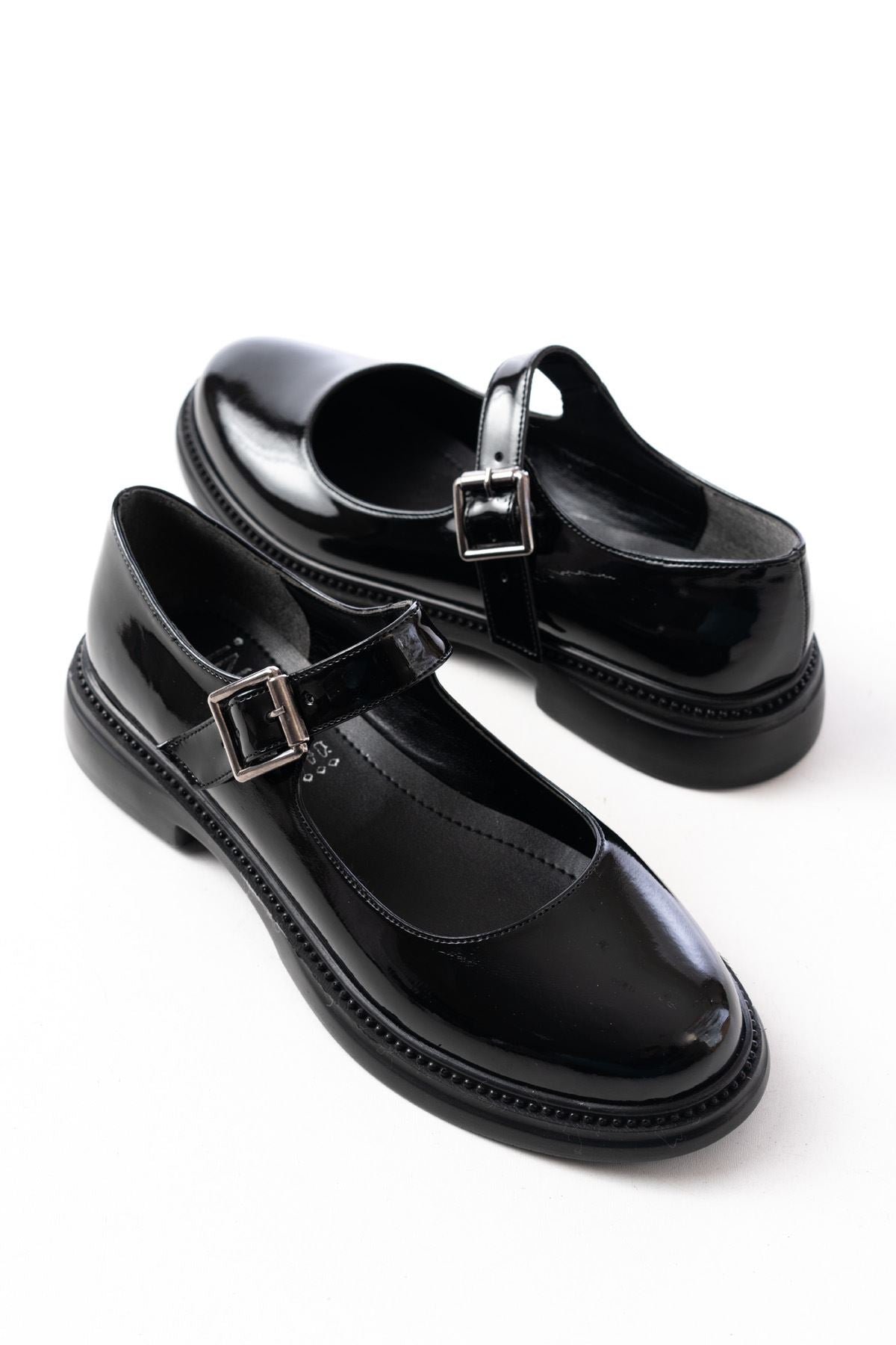 Hakesis Siyah Rugan Günlük Babet Ayakkabı