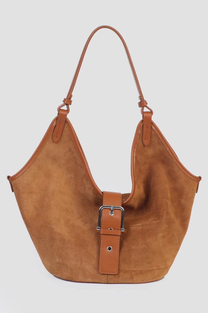 ZAHERA Kadın Hakiki Süet Deri Omuz Çantası