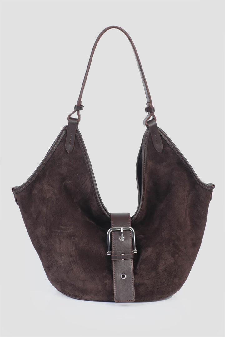 ZAHERA Kadın Hakiki Süet Deri Omuz Çantası