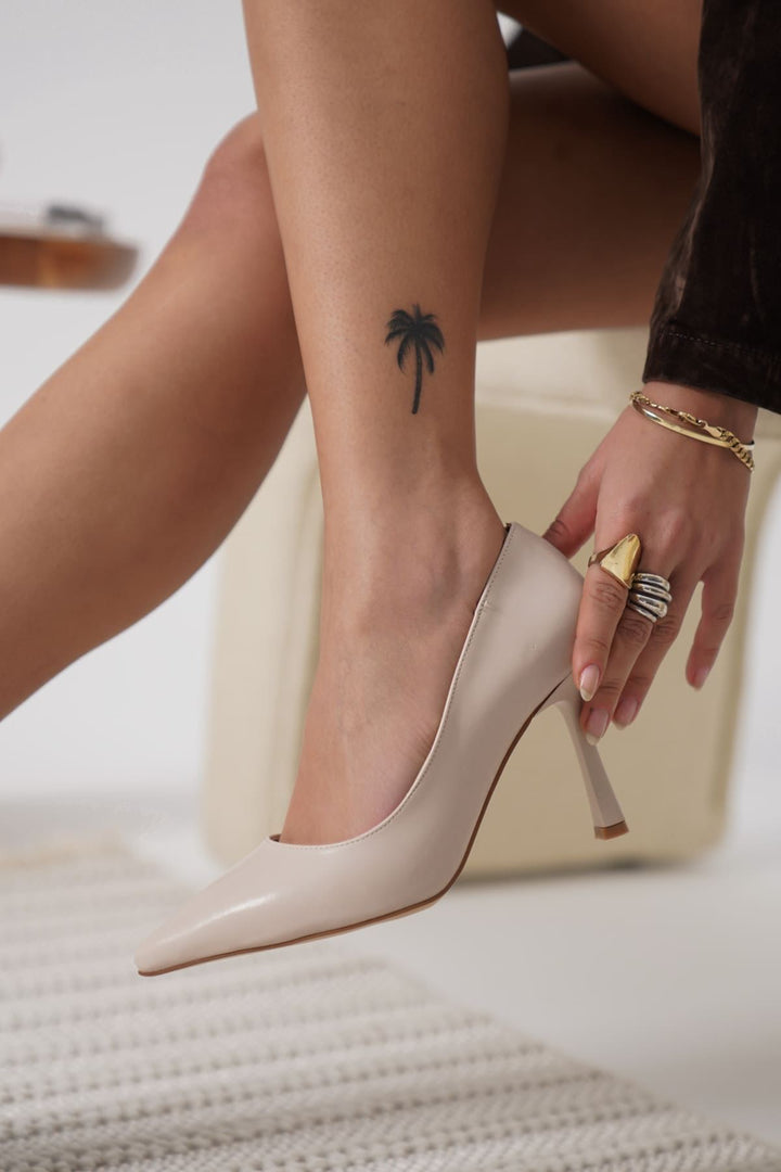 Zelena Kadın Mat Bej Stiletto Ayakkabı