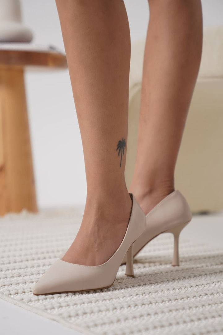 Zelena Kadın Mat Bej Stiletto Ayakkabı