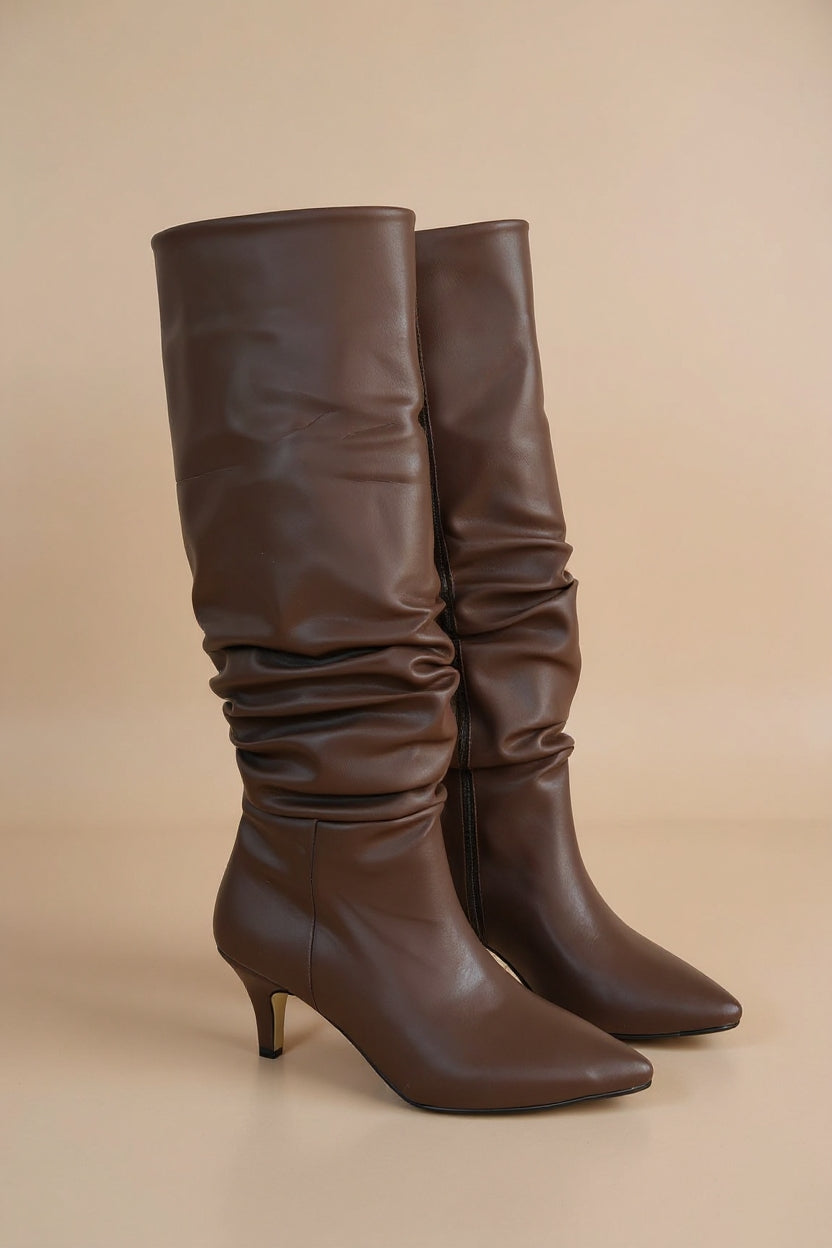 Zelya Kahverengi Topuklu Kadın Çizme