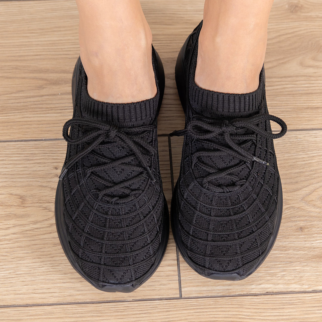 Torio Siyah Triko Bağcıklı Kadın Spor Ayakkabı
