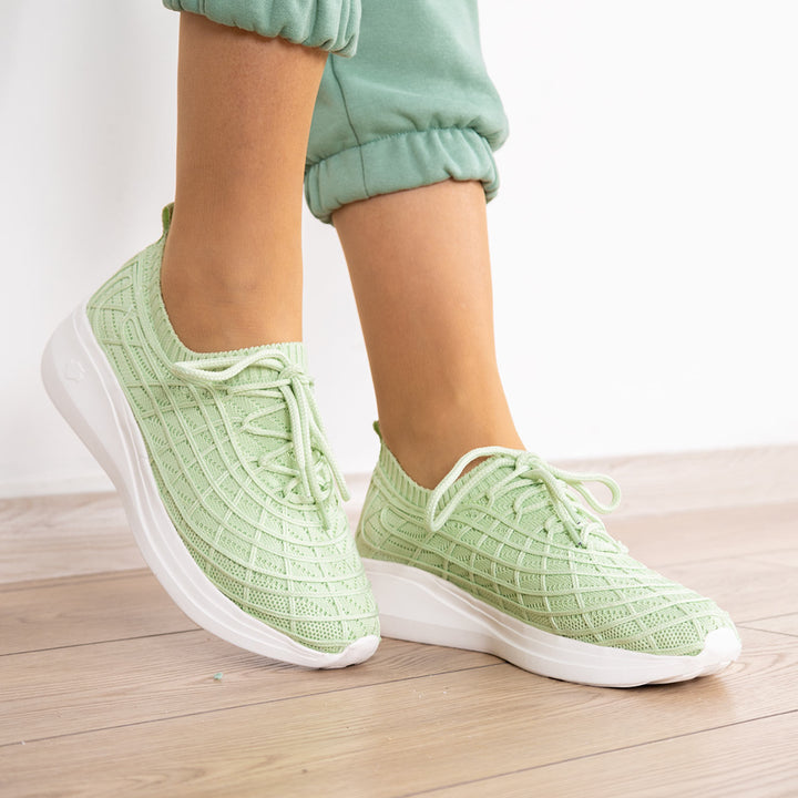 Torio Yeşil Triko Bağcıklı Kadın Spor Ayakkabı