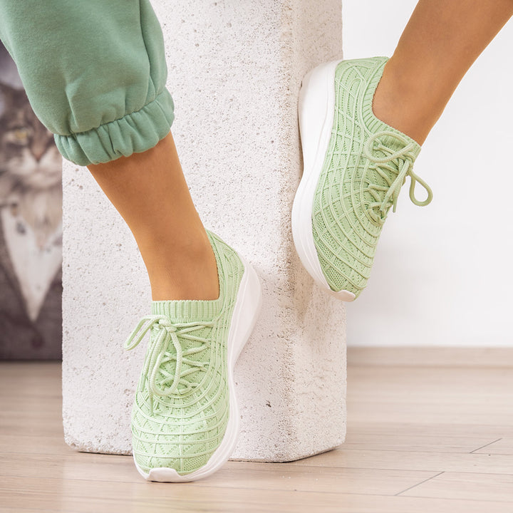 Torio Yeşil Triko Bağcıklı Kadın Spor Ayakkabı