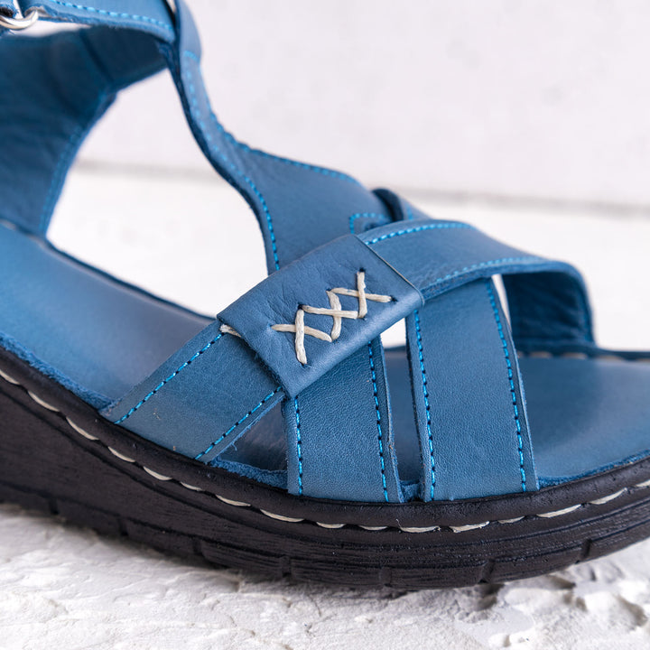 Elroy  Hakiki Deri Mavi Kadın Sandalet