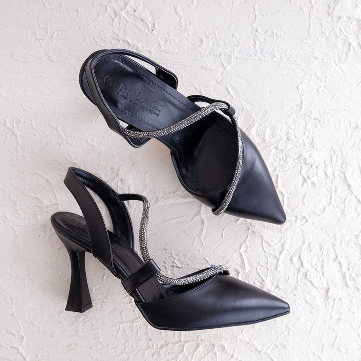 Özel Tasarım Düğün Nişan Söz Gün Yumuşak Yüksek Taban Şık Davet Loria Siyah Kadın Topuklu Ayakkabı