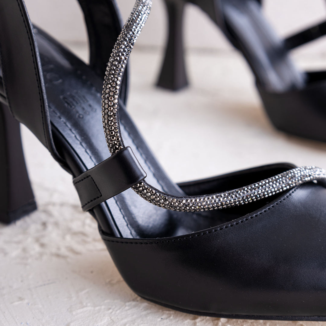 Özel Tasarım Düğün Nişan Söz Gün Yumuşak Yüksek Taban Şık Davet Loria Siyah Kadın Topuklu Ayakkabı