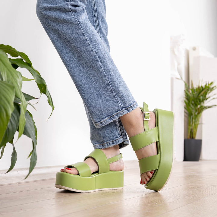 Alfons Yeşil Kadın Yüksek Taban Sandalet