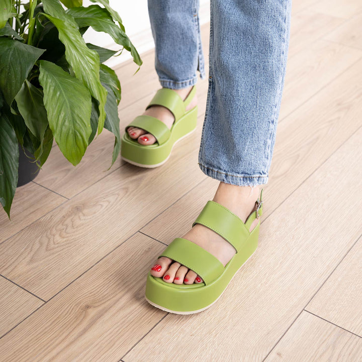 Alfons Yeşil Kadın Yüksek Taban Sandalet