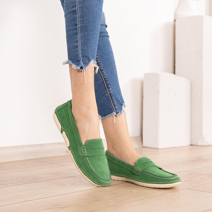 Baria Hakiki Süet Yeşil Loafer Ayakkabı