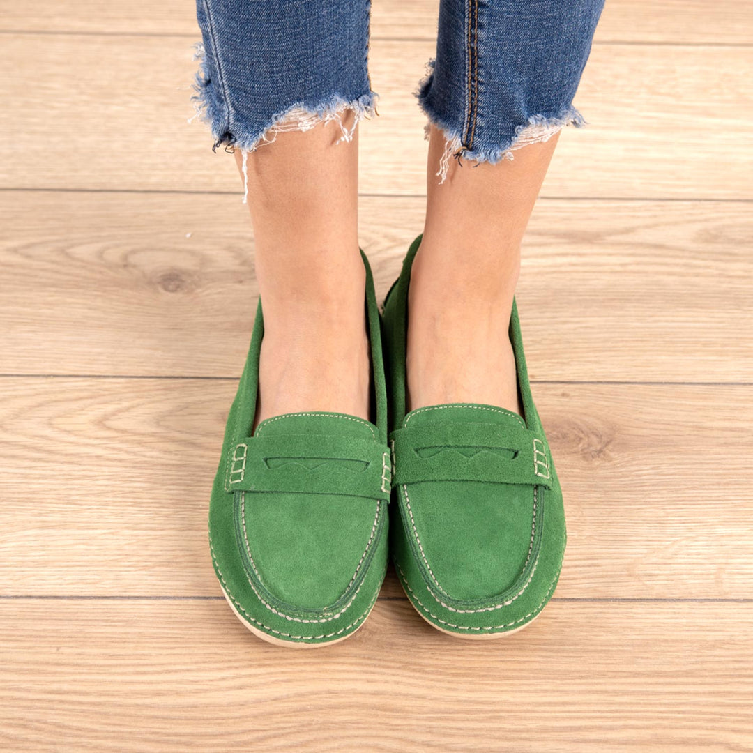 Baria Hakiki Süet Yeşil Loafer Ayakkabı