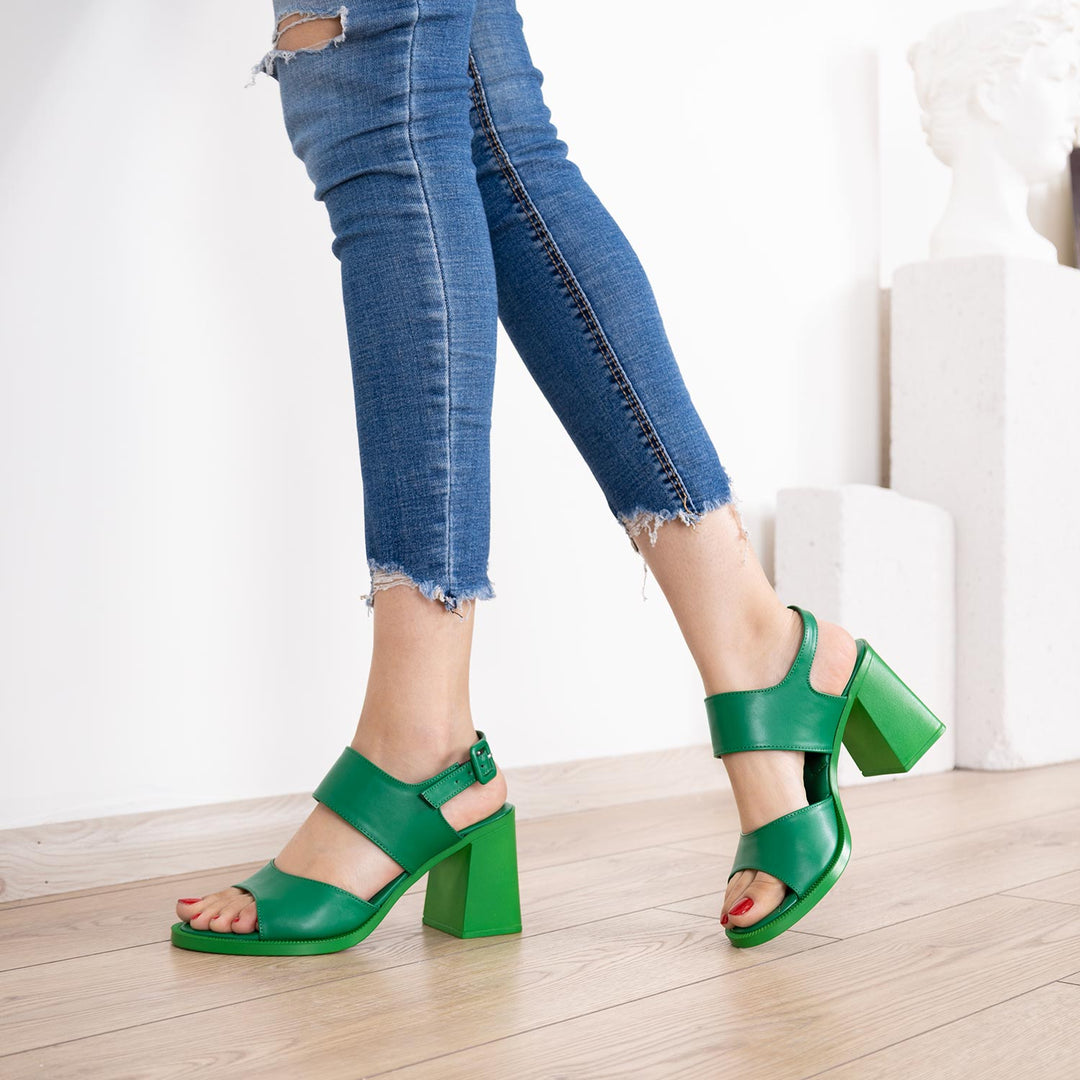 Molina Kalın Topuk Yeşil Kadın Sandalet