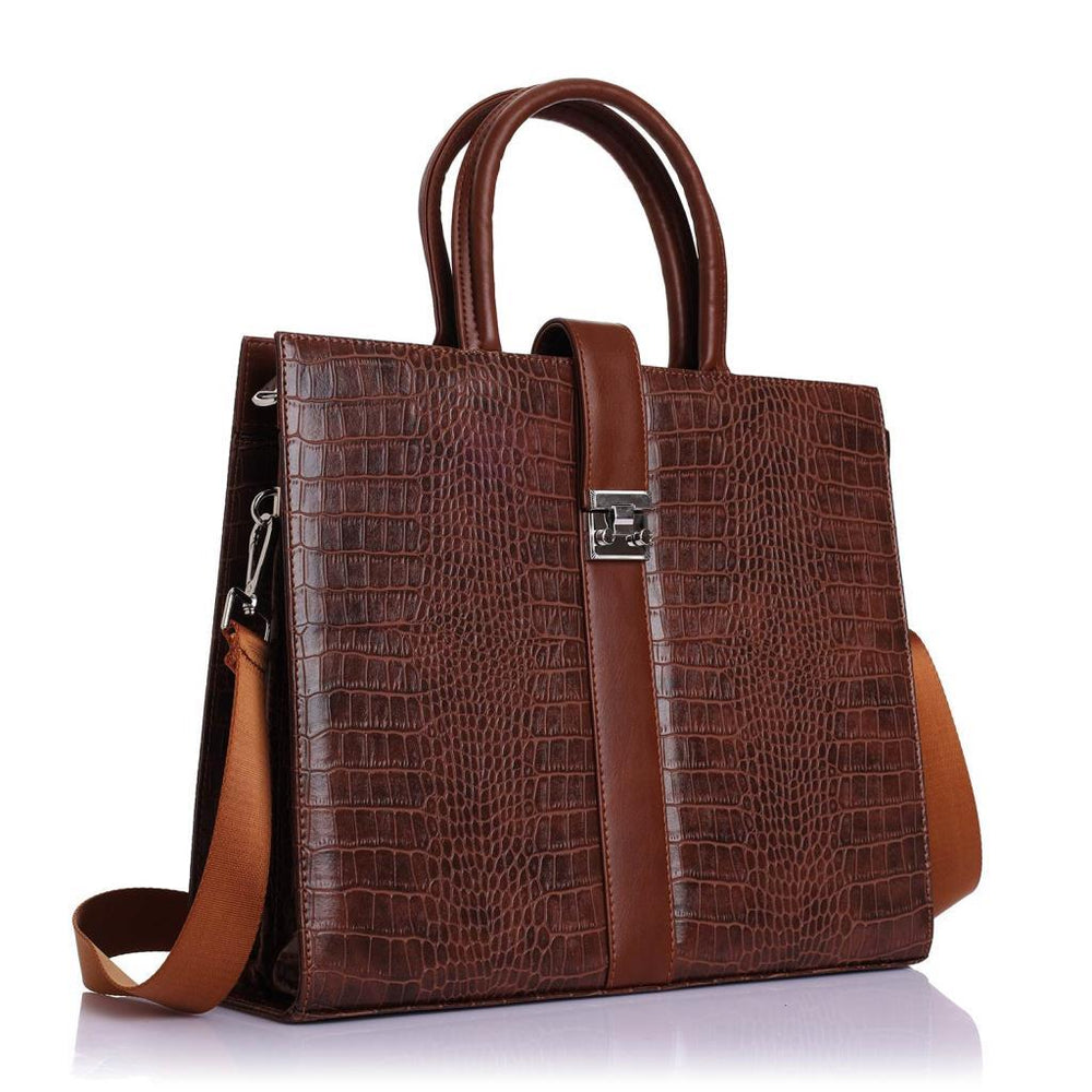 Premium Serisi Çıt Çıtlı Ayarlanabilir Askılı Çok Gözlü Gabriel Kroko Unisex Laptop ve Evrak Çantası