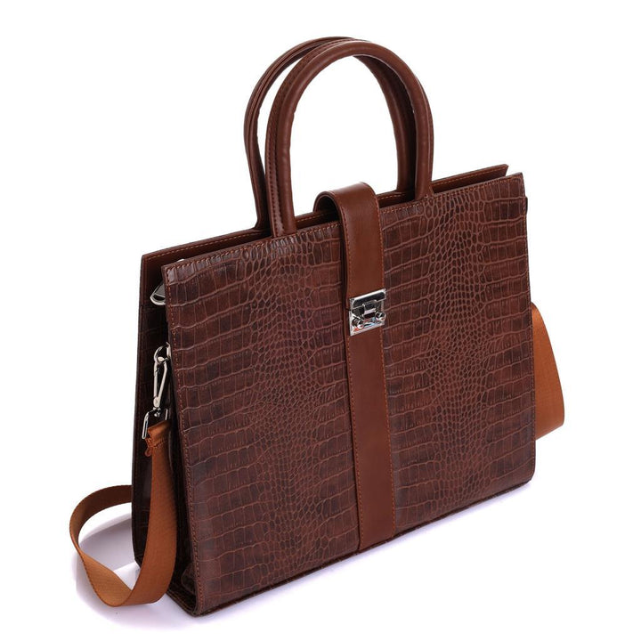 Premium Serisi Çıt Çıtlı Ayarlanabilir Askılı Çok Gözlü Gabriel Kroko Unisex Laptop ve Evrak Çantası