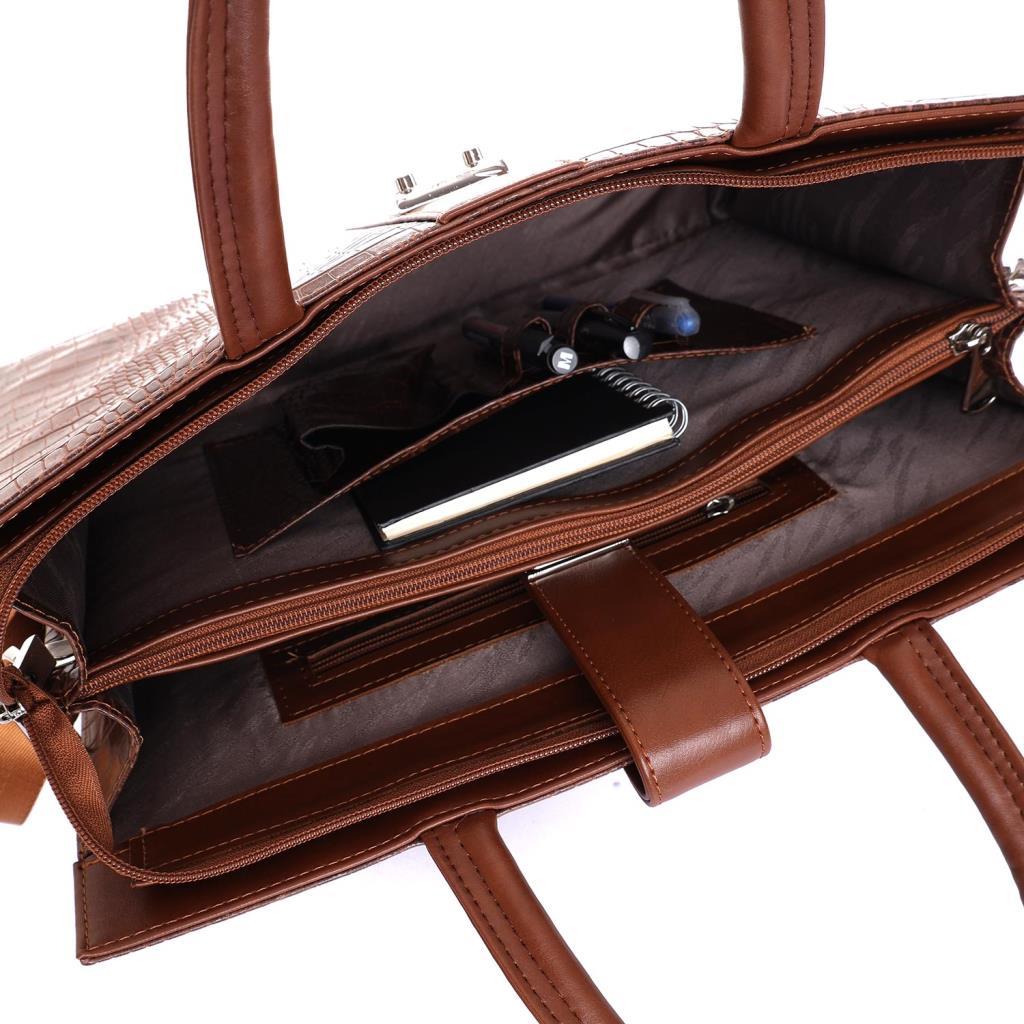 Premium Serisi Çıt Çıtlı Ayarlanabilir Askılı Çok Gözlü Gabriel Kroko Unisex Laptop ve Evrak Çantası