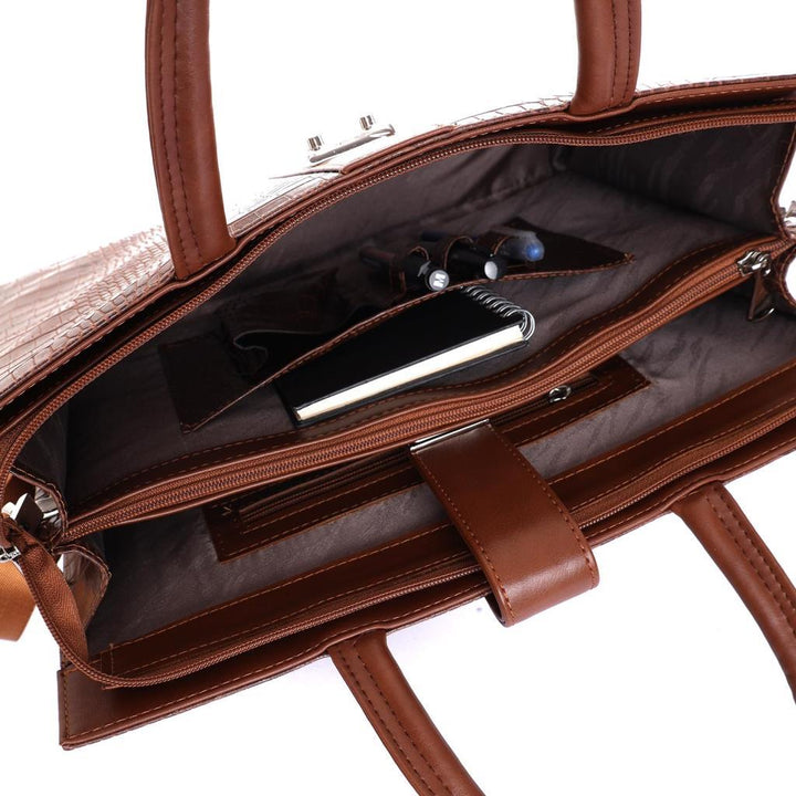 Premium Serisi Çıt Çıtlı Ayarlanabilir Askılı Çok Gözlü Gabriel Kroko Unisex Laptop ve Evrak Çantası