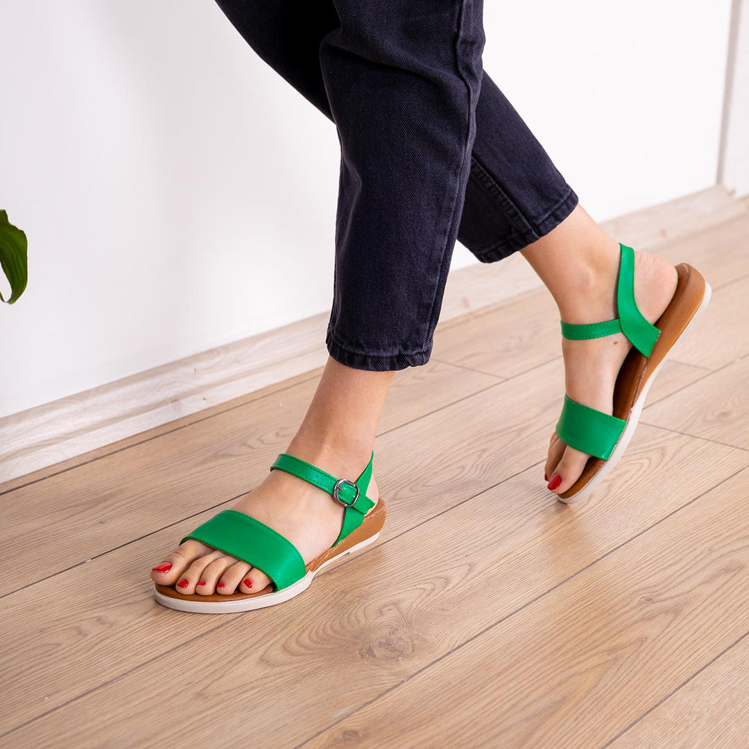 Svein Yeşil Bilekten Bağlamalı Tek Bant Kadın Sandalet