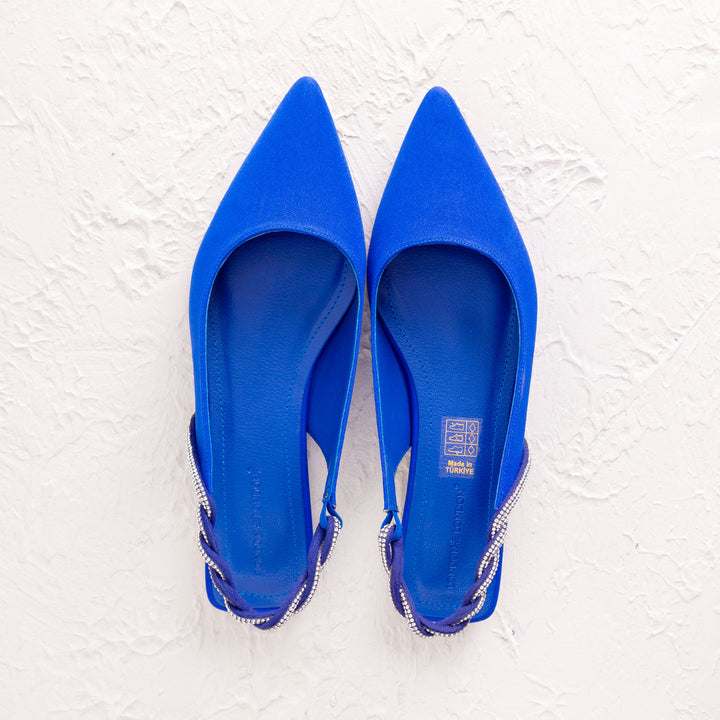 Almerya Sivri Burun Arkası Açık Mavi Kadın Ayakkabı