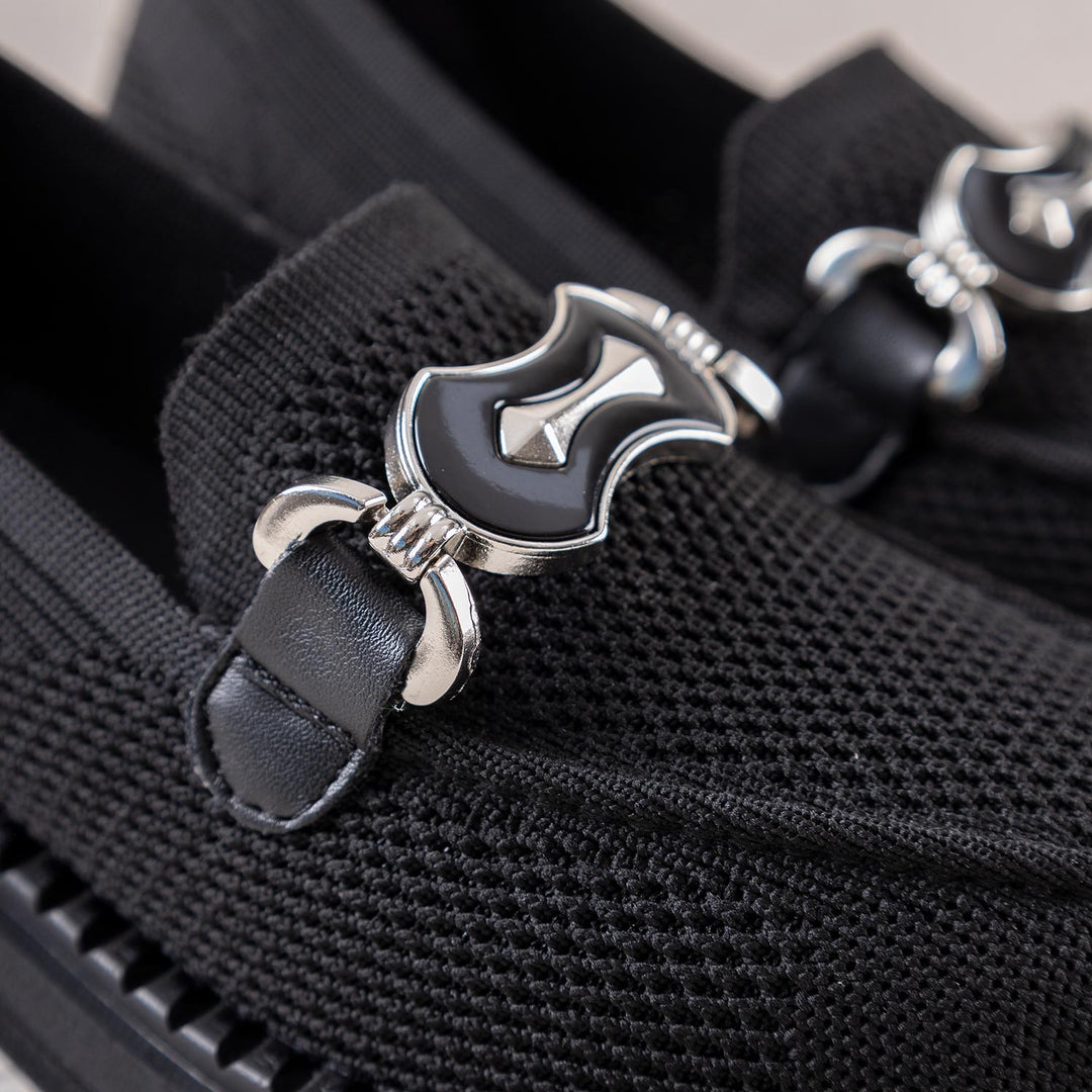 Rinsel Tokalı Siyah Kadın Loafer Ayakkabı