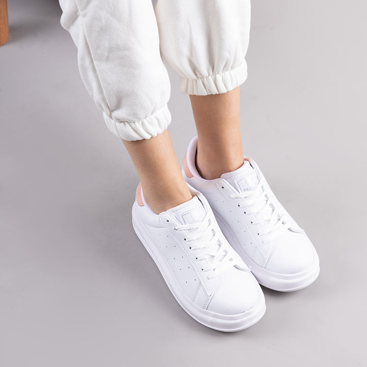 Yeni Sezon Konfor Modeli Bağcıklı Günlük Rahat Şık Yürüyüş Valira Beyaz Pudra Kadın Spor Ayakkabı