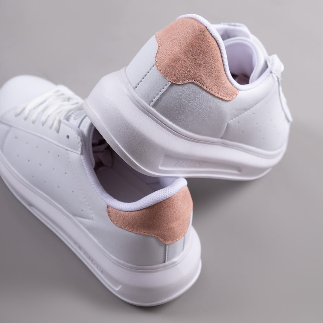 Yeni Sezon Konfor Modeli Bağcıklı Günlük Rahat Şık Yürüyüş Valira Beyaz Pudra Kadın Spor Ayakkabı