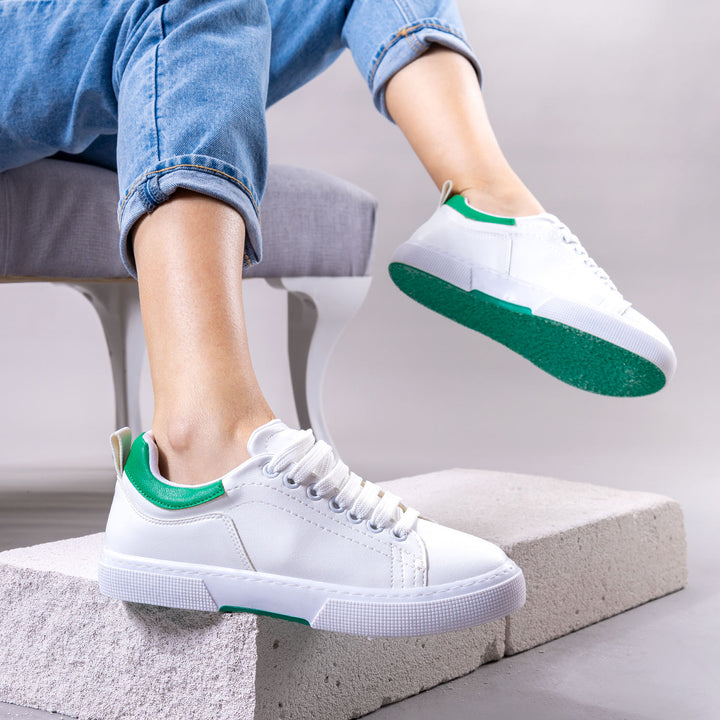 Nidas Beyaz Yeşil Kadın Spor Ayakkabı