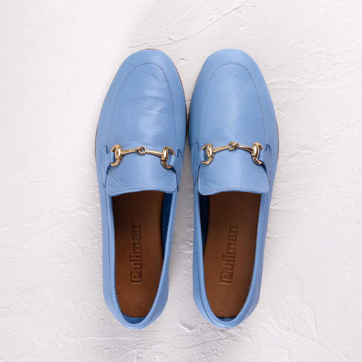 Fertus Tokalı Hakiki Deri Mavi Kadın Loafer Ayakkabı